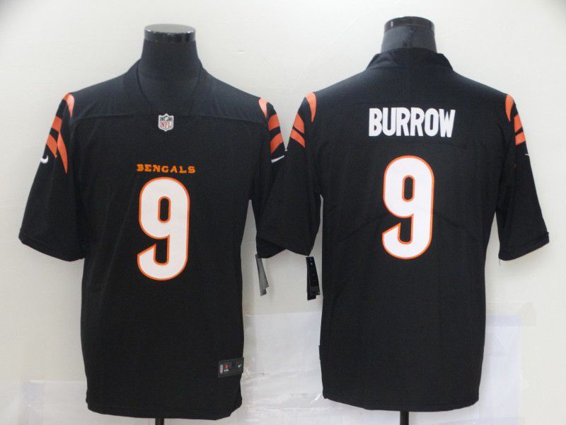 Men Cincinnati Bengals 9 Burrow Black Nike Vapor Untouchable Limited 2021 NFL Jersey